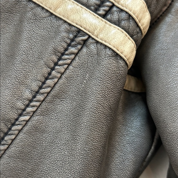BKE Jacket Brown‎ Faux Leather Full Zip Lined Biker Moto Wolverine Size Large - Picture 6 of 8
